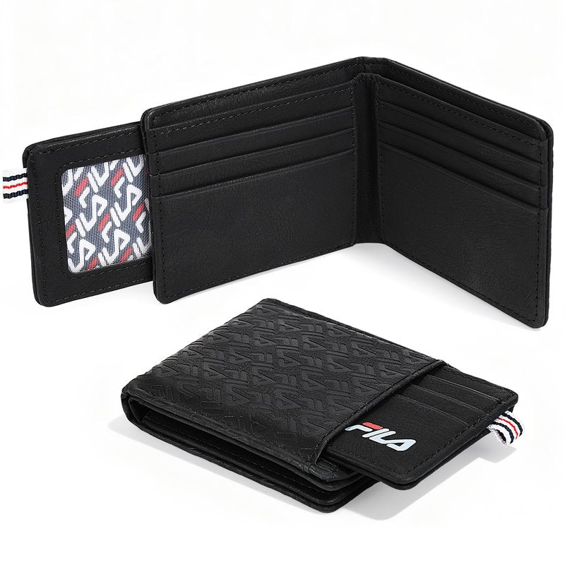 Fila Removable Passcase Wallet, Bifold PU Leather Wallet for Men