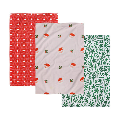 Christmas Kitchen Towels Set of 3 Ho Ho Ho – Microfiber Waffle Weave Dish Towels 16x24, Super Absorbent & Lint-Free Holiday Kitchen Towels for Drying, Cleaning & Christmas Décor