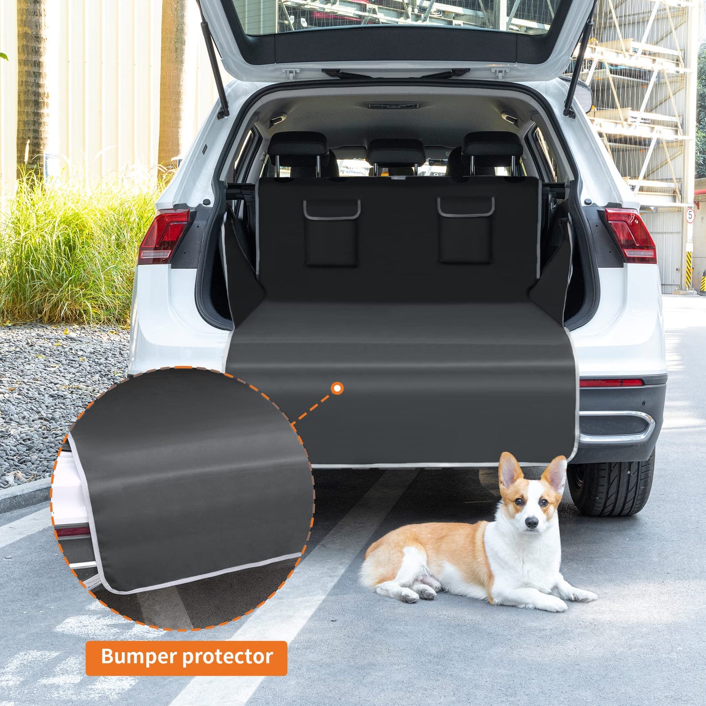 Toozey Car Boot Protector - Universal Nonslip Liner Protector with Side Protection and Bumper Protection, Waterproof & Antifouling, Robust Dog Car Boot Cover, Easy to Clean - Black