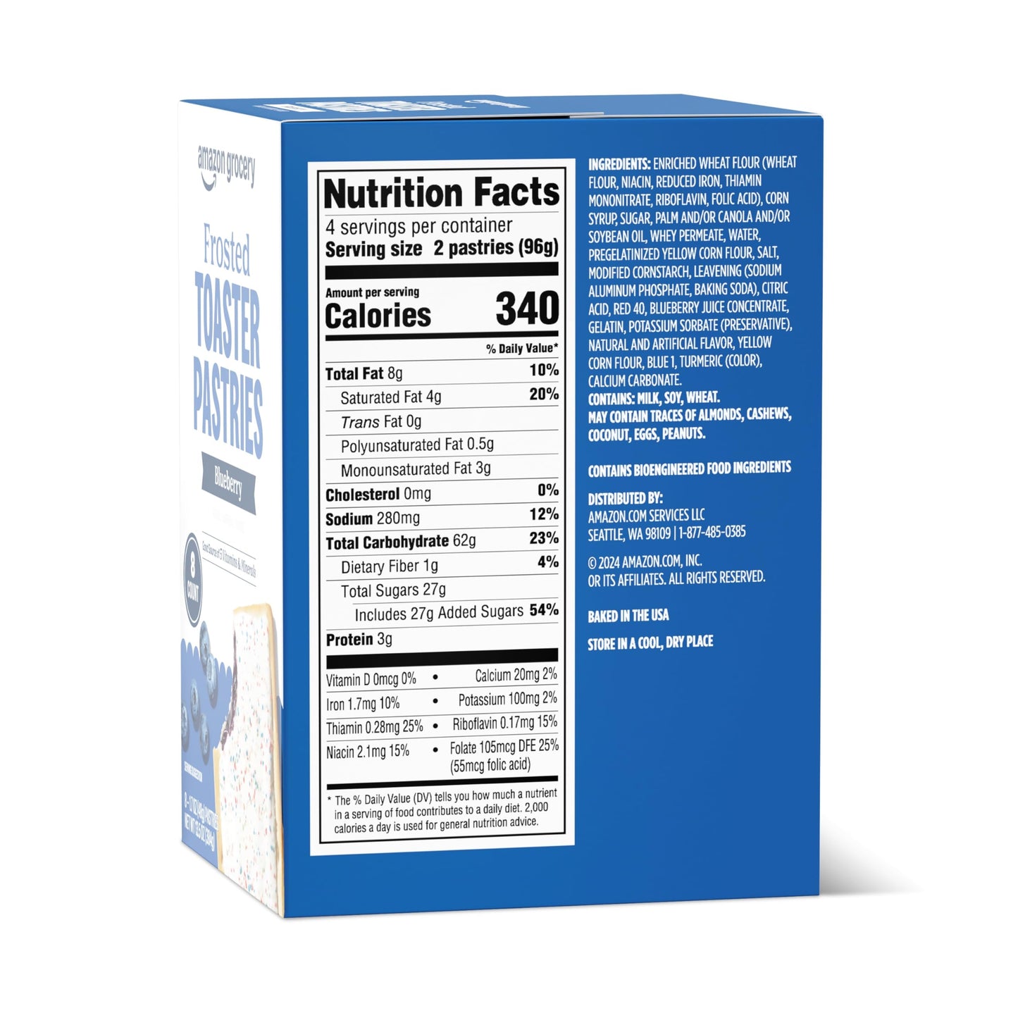 Amazon Grocery, Frosted Toaster Pastries, Blueberry, 13.5 Oz, 8 Ct (Previously Amazon Fresh, Packaging May Vary)