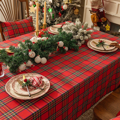 Softalker Christmas Checkered Tablecloth Rectangle - Red Buffalo Plaid Linen Cotton Gingham Xmas Table Cloths, Winter Farmhouse Table Decorations for Dining/Parties/Holiday, 60 x 84 Inch