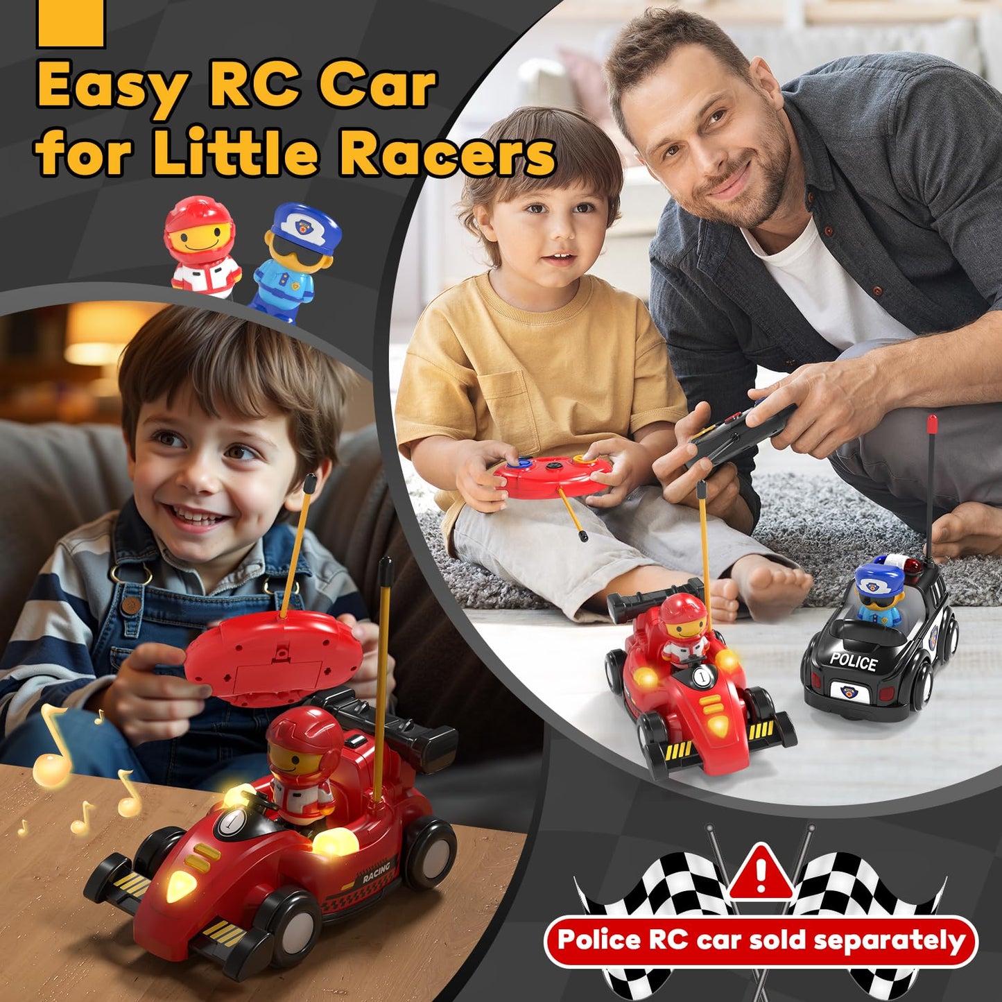Lehoo Castle Toys for 1 2 3 Year Old Boy, Remote Control Cars for Kids Age 3, Pop-up RC Race Car 2 Year Old Boy Toys, Gifts for 1-3 Year Old Boys with Lights & Music