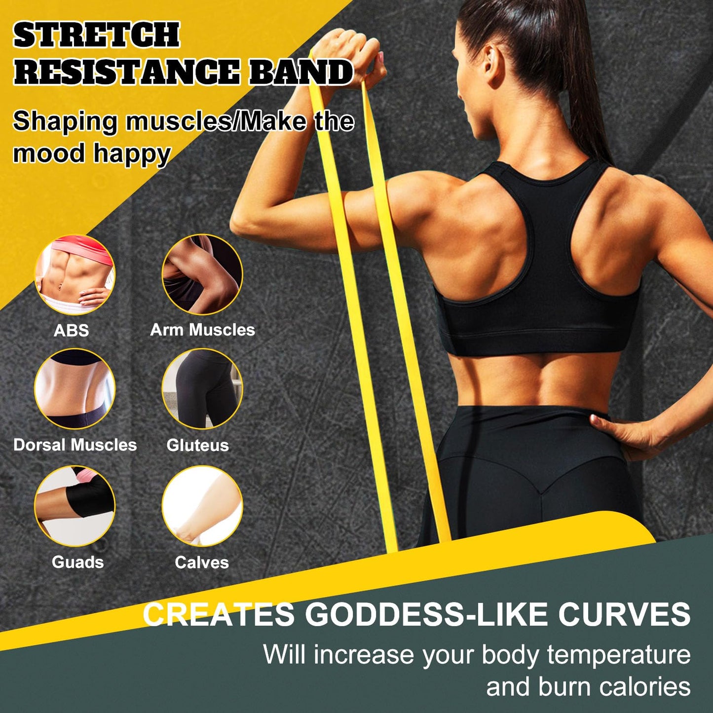 Exercise Bands Resistance Bands for Working Out,Pull Up Bands Set,at Home Workout Equipment,Workout Bands for Men and Women,Stretch Bands for Exercise (Yellow, Orange, Red, Green)