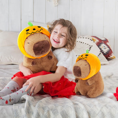Achwishap Capybara Plush,Cute Plushies Halloween Capybara Stuffed Animal,Capybara Plush Toys,Kawaii Plush Stuffed Toy Plushie Gift for Kids Adults Thanksgiving(Capybara with Pumpkin Hat,12”)