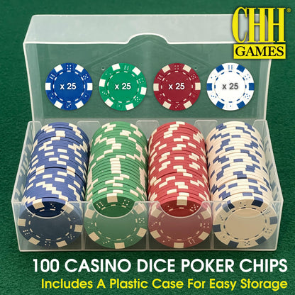CHH Poker Casino Dice Style Chips Set (100 Piece), 11.5 gm