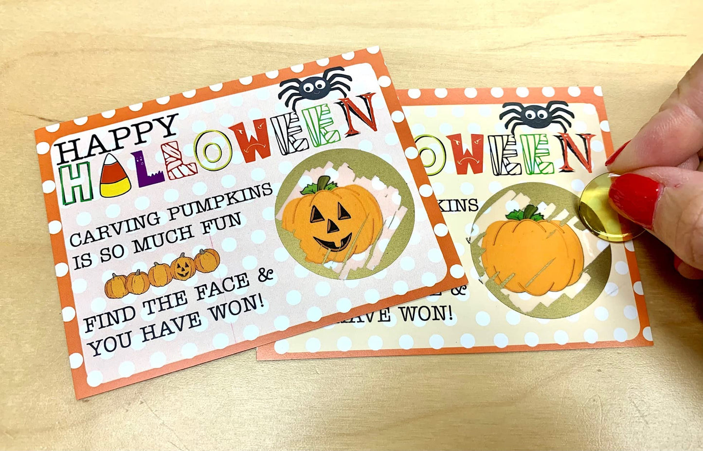 My Scratch Offs - 26 Pack Halloween Find The Jack-O' Lantern Scratch Off Game Cards for Party Favors, Small Business, Prizes, Family Games - 3"x4"