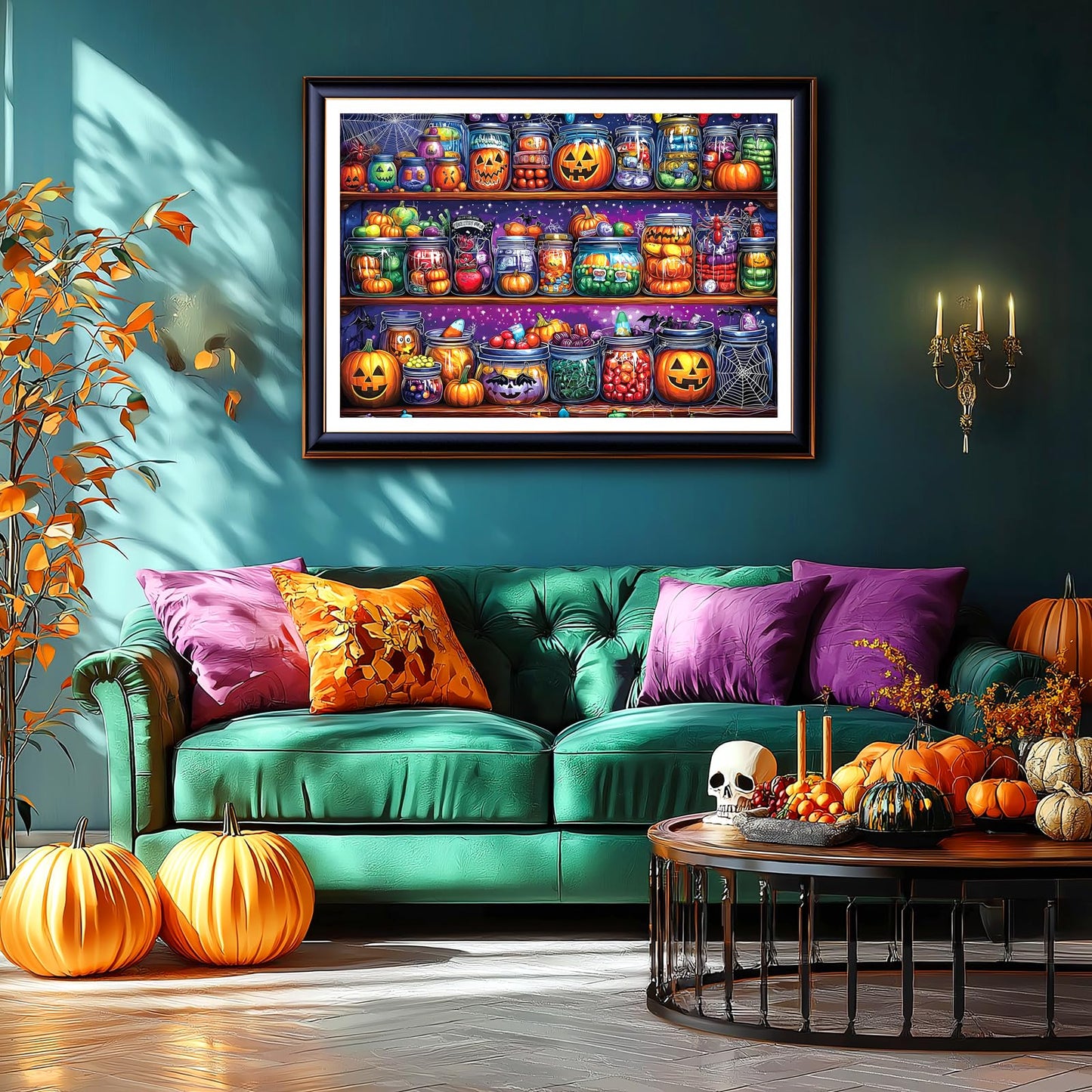 Halloween 1000 Piece Puzzles for Adults, Halloween Spider Candy Jar for Adults, Hard Challenge Art Jigsaw Puzzles, for Gifts Birthday Party Games Family, 27.5 * 19.7 inch Dust Free Puzzle