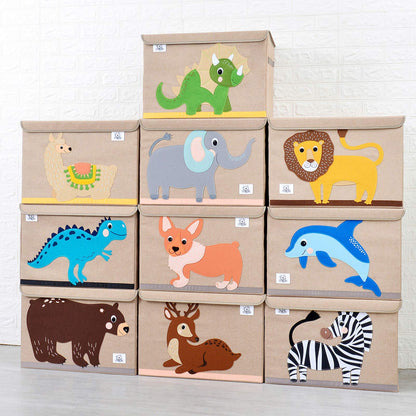 CLCROBD Foldable Kids Large Toy Chest with Flip-Top Lid, Collapsible Fabric Animal Toy Storage Organizer/Bin/Box/Basket/Trunk for Toddler, Children and Baby Nursery (Dinosaur)