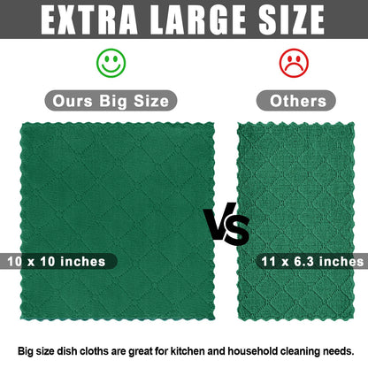 Homaxy 12 Pack Kitchen Dish Cloths (10 x 10 Inches, Grey), Super Soft and Absorbent Coral Velvet Dish Towels, Nonstick Oil Fast Drying Microfiber Cleaning Cloth, No Lint Household Dishcloths