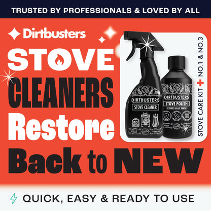 Dirtbusters Stove Polish & Stove Cleaner for Wood & Log Burners & Fireplace Grates, Clean & Restore to Black (250ml & 750ml)