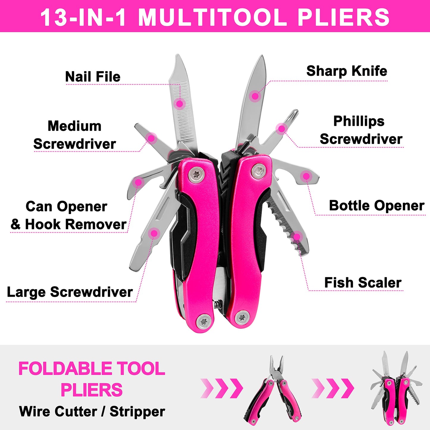 GETLMUL Pink Car Emergency Kit, Premium Roadside Emergency Car Accessories Kit with Jumper Cables, Flashlight, Shovel, Screwdriver Set, etc Car Accessories for Women