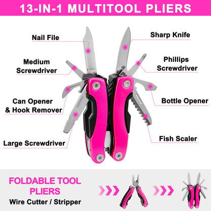 GETLMUL Pink Car Emergency Kit, Premium Roadside Emergency Car Accessories Kit with Jumper Cables, Flashlight, Shovel, Screwdriver Set, etc Car Accessories for Women