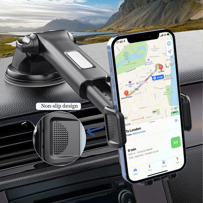 Car Phone Holder, Cell Phone Holder Truck Mount for Dashboard Windshield Vents, All Smartphones and All Models