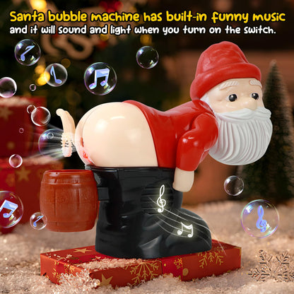 Santa Claus Bubble Butt Machine, Automatic Bubble Blower Machine Santa Claus Toy, Funny Santa Automatic Fart Bubble Machine with Music & Flashing Lights, Bubble Blower for Outdoor & Indoor Activity