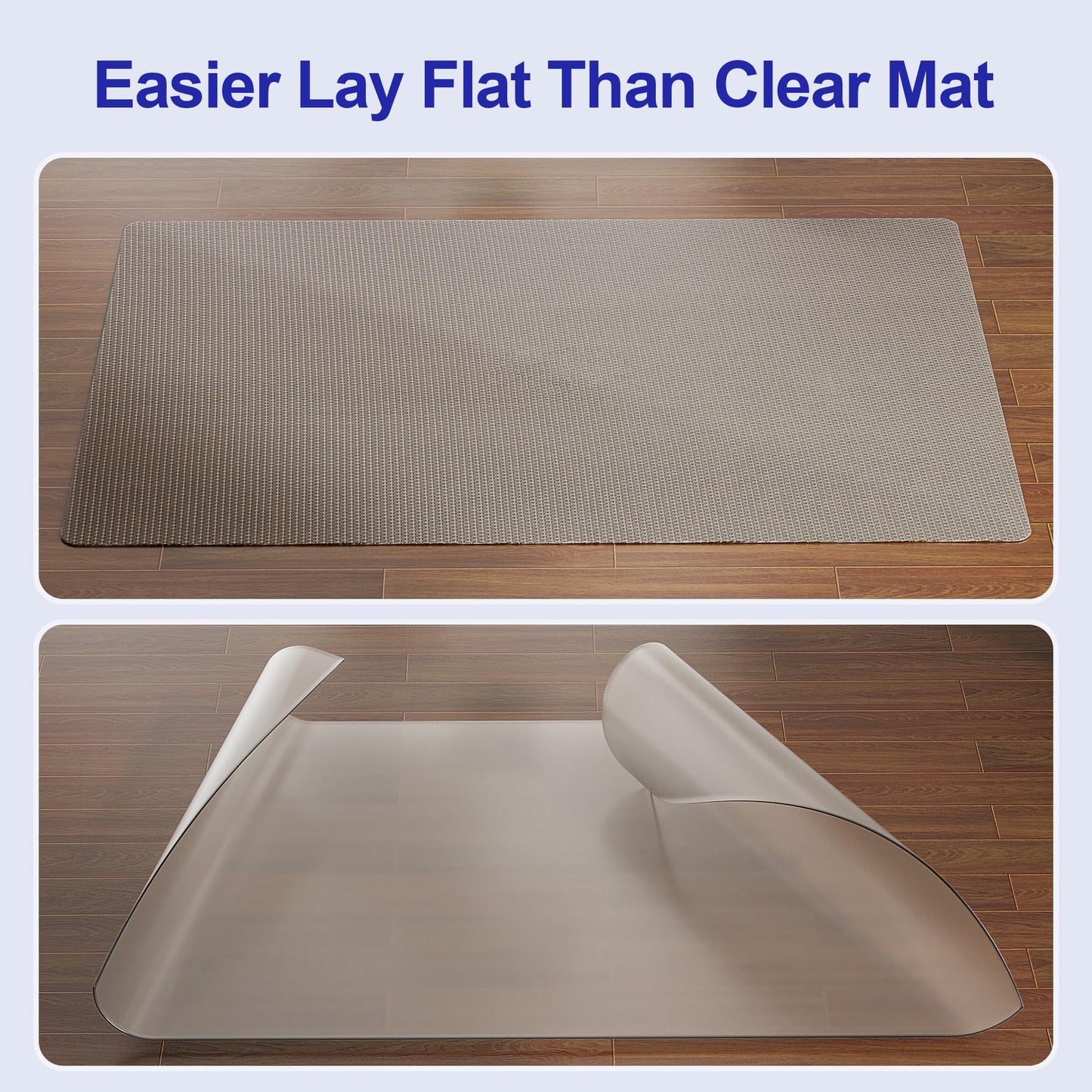 Delamu 36"×48" Office Chair Mat for Hardwood Floor, Heavy Duty Hard Floor Protector for Chairs, Anti-Slip PVC Woven Desk Chair Mat for Home Office, Light Brown