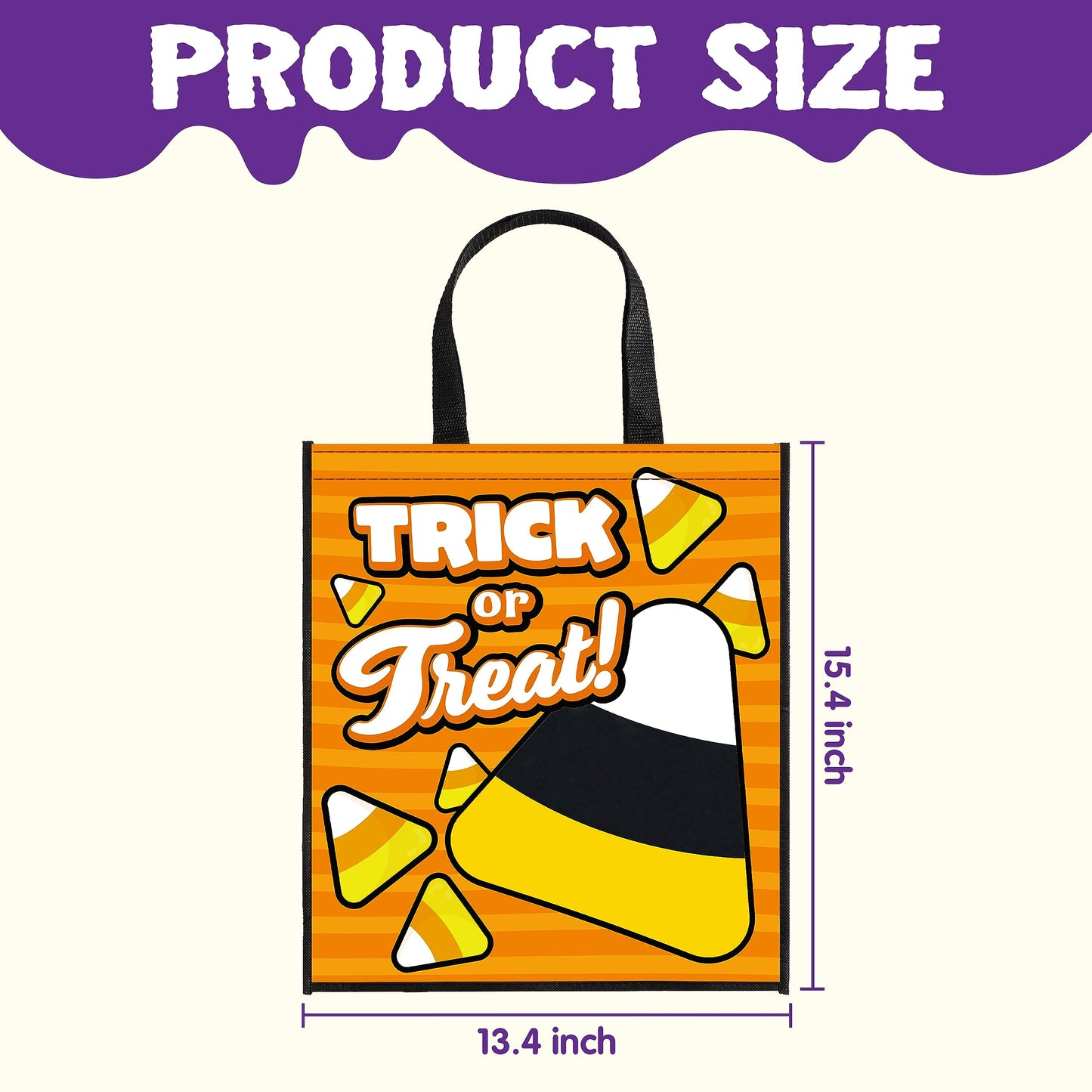 JOYIN 3 PCS Halloween Large Tote See-through Bags, 22.5” x 13.4” Halloween Goodie Candy Bags for Kids Trick or Treating, Grocery Shopping Gifts Tote with Handles, Classroom Party Favor Supplies