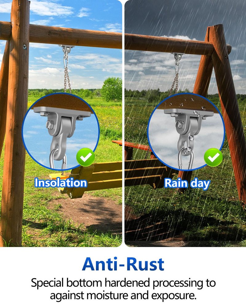 ITCPRIM Heavy Duty Swing Hangers Hardware Included-Corrosion Resistant Alloy Steel 5000+ lb Capacity for Wooden Porch Swings,Aerial Yoga Chairs,Playgrounds,Trapeze&More-Indoor Outdoor-Set of 2,Silver