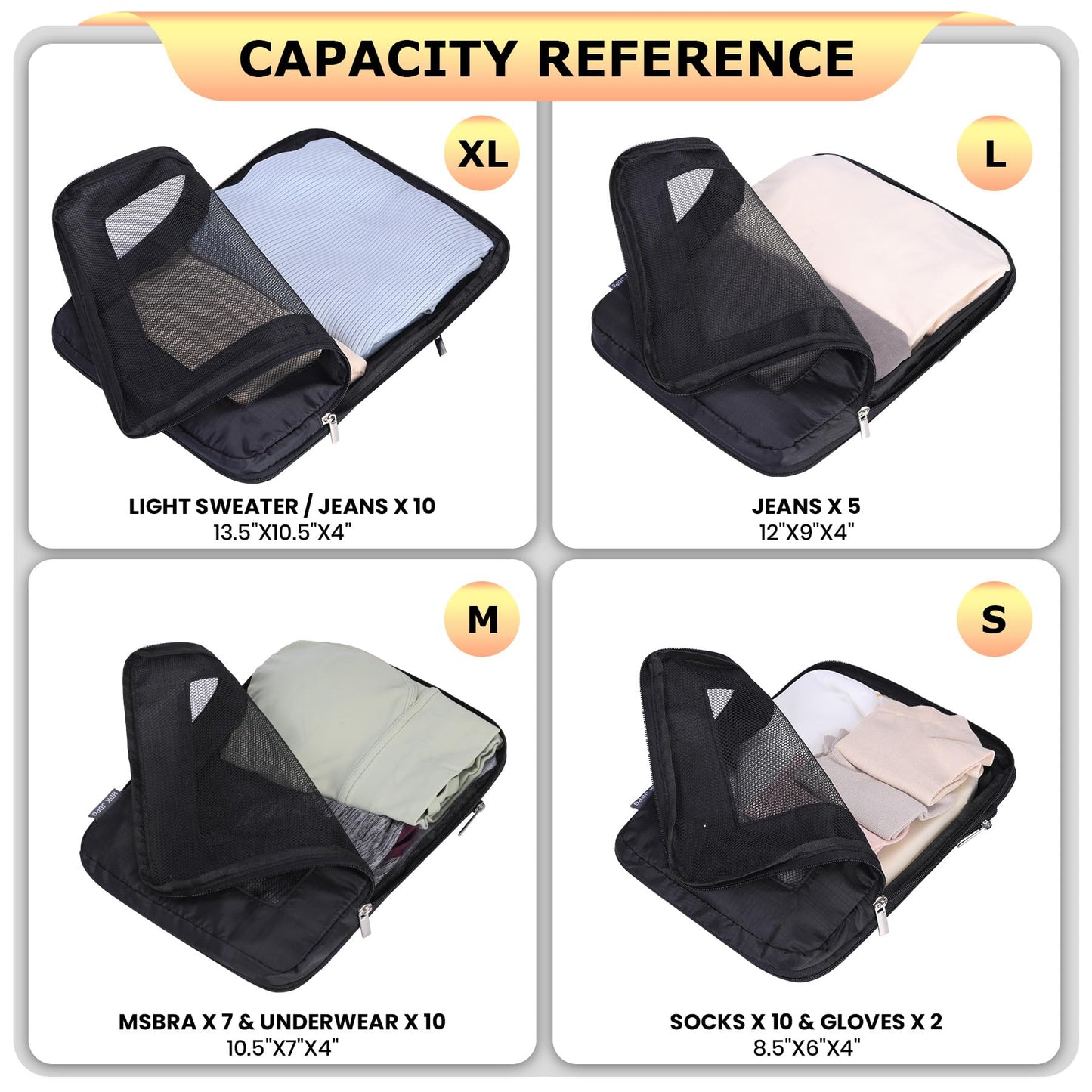 HDKJDPG Ultralight Compression Packing Cubes Travel for Suitcases ，Compressible Mesh Packing Cubes for Travel Women Packing Organizers 4 Set