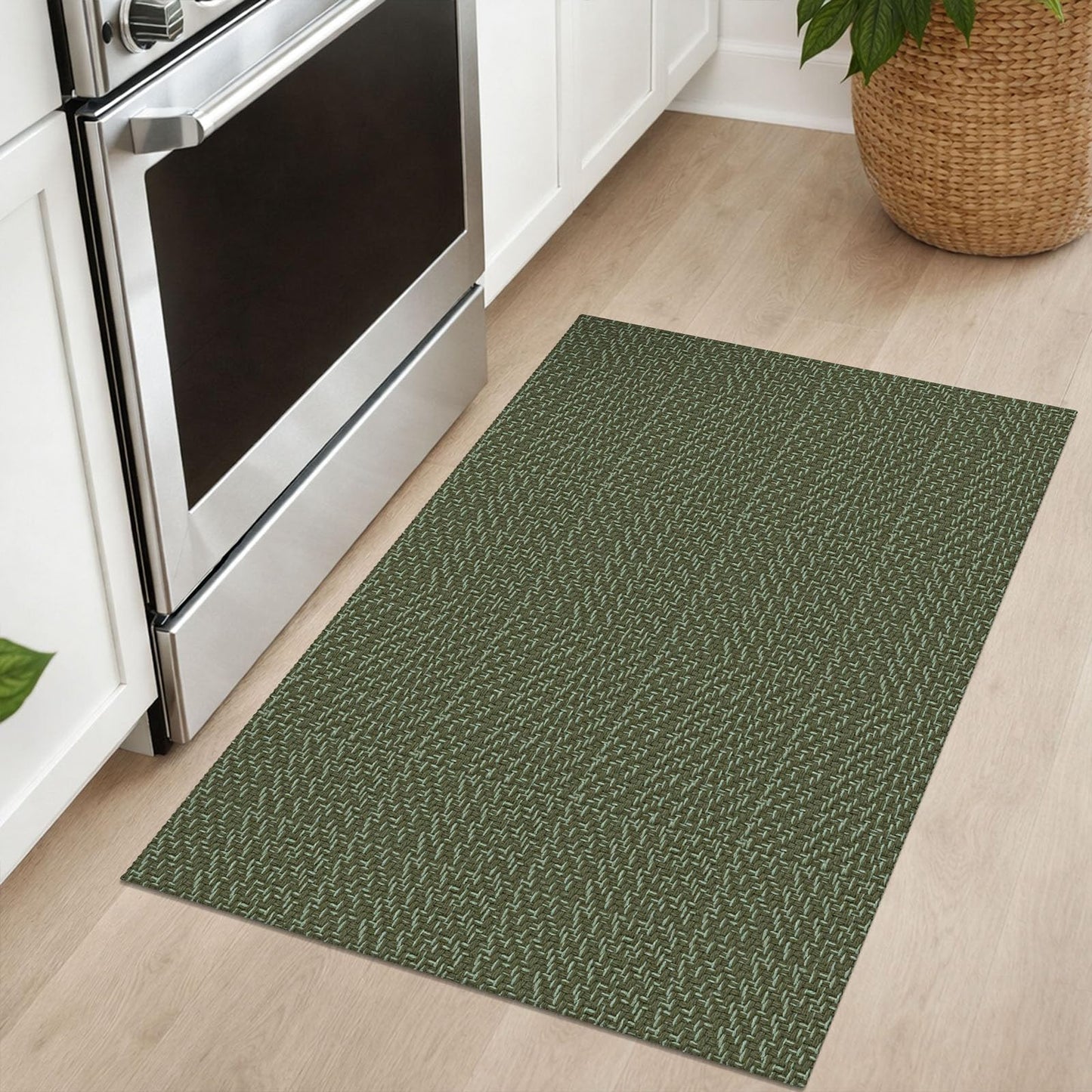 IOHOUZE Small Area Rug 2x3 Washable Woven Rugs for Entryway Non Slip Rubber Backed Front Door Rugs Indoor Doormat Throw Rug Floor Carpet for Entrance Kitchen, Olive Green/Dusty Green