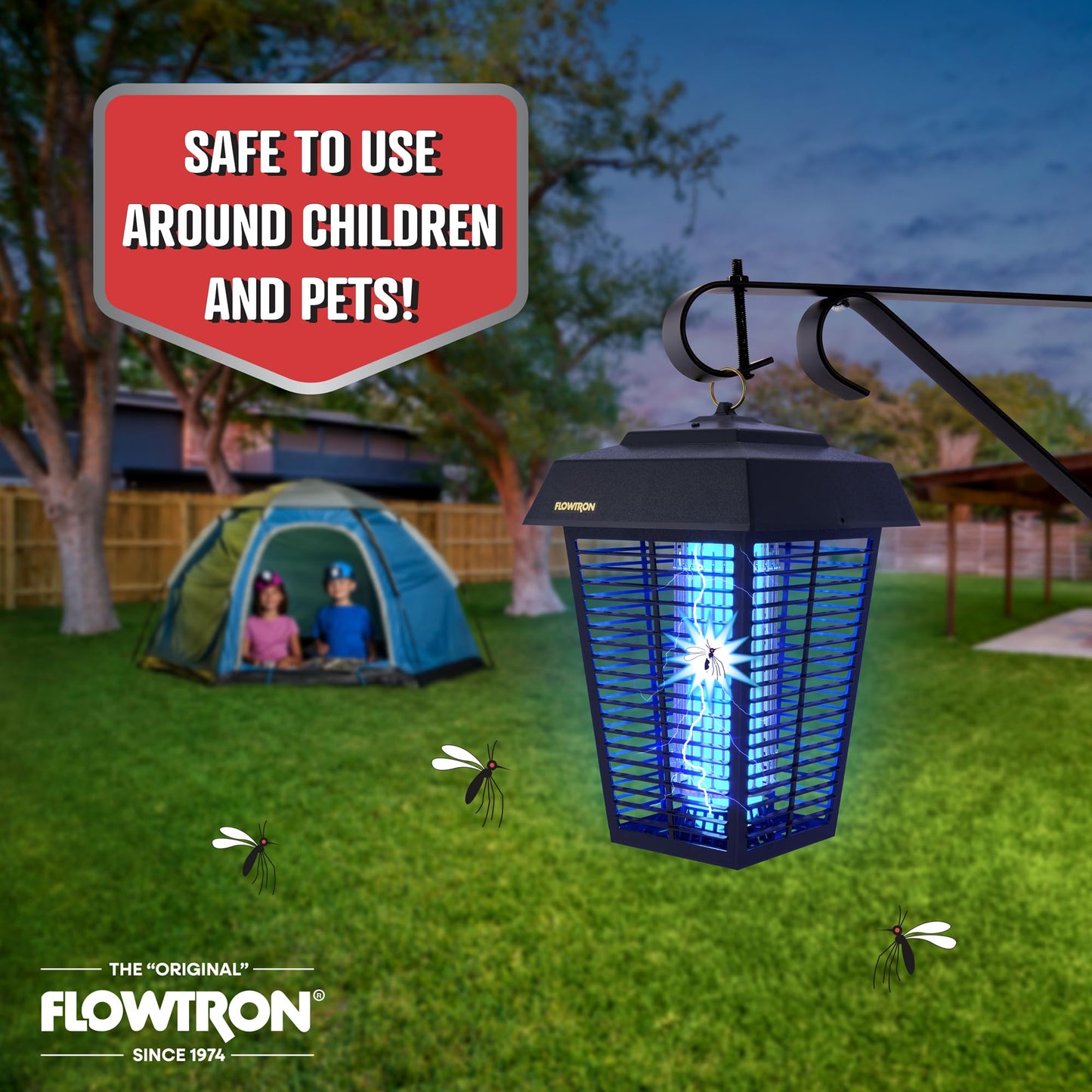 Flowtron Bug Zapper, 1-1/2 Acre of Outdoor Coverage with Powerful 80W Bulb & 5600V Instant Killing Grid, Electric Insect, Fly & Mosquito Zapper, Made in The USA