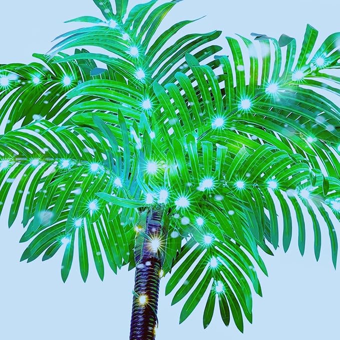 Solar Artificial Palm Trees for Outside Patio,Lighted Palm Tree 6Ft LED Christmas Tree Fake Tropical Plant Light for Tiki Bar Pool Porch Deck Party