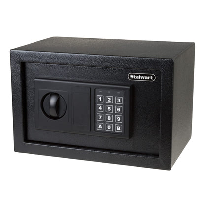Digital Safe - Electronic Steel Safe with Keypad and Manual Override Keys - Protect Money, Jewelry, Passports - For Home, Business by Stalwart (Black), 12.2" (L) x 7.9" (W) x 7.9" (H)