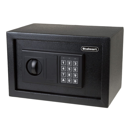 Digital Safe - Electronic Steel Safe with Keypad and Manual Override Keys - Protect Money, Jewelry, Passports - For Home, Business by Stalwart (Black), 12.2" (L) x 7.9" (W) x 7.9" (H)