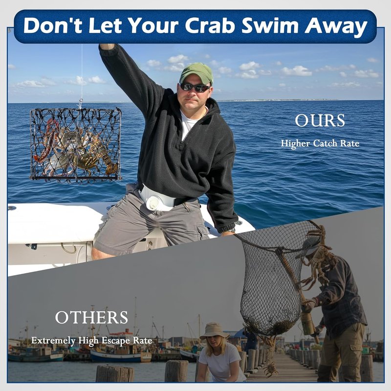 Crab Trap - Castable Crabbing Net with Bait Clip | Foldable Snare for Dungeness, Blue Crabs & Lobster