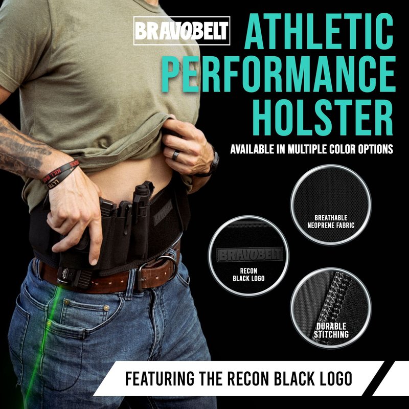 BravoBelt Laser Fit Edition - Belly Band Holster for Lasers, Olight, Streamlight TLR Systems - for Men & Women (XL - 45" - 55" Belly)