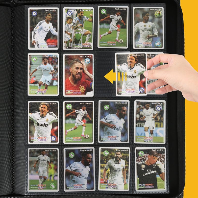 16 Pocket Ringless Side Loading Trading Card Binder, 1024 Cards PU Fixed Page Zipper Card Album for TCG Sports Game Cards, Not Fit Top Loaders (Red)