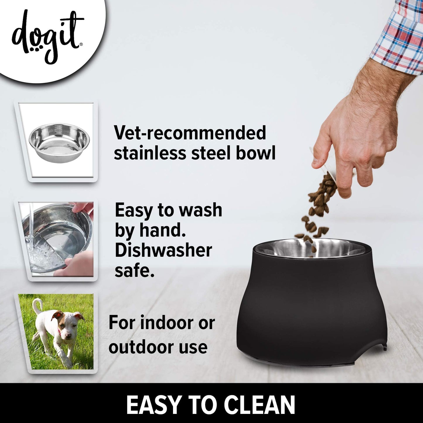 Dogit 2-in-1 Elevated Dish/Bowl, Black, 900 ml