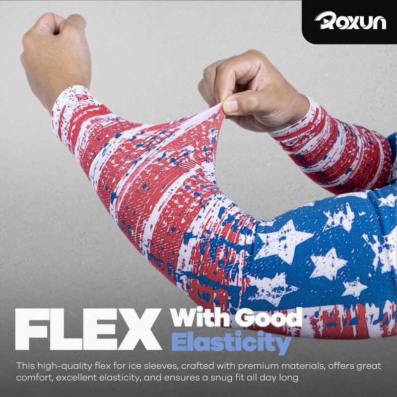 ROXUN 2 Pairs Flag Arm Sleeves Cooling UV Protection for Men Women Soccer Football Sports Argentina Flag