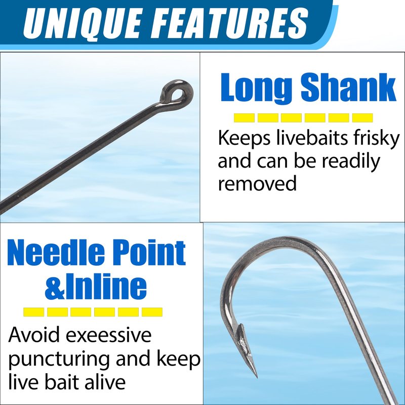 Crappie Panfish Fishing Hooks Aberdeen Hook Kit, 150pcs Aberdeen Fishing Hooks Long Shank Assorted Small Size Sharpened Live Bait Hook Set for Saltwater Freshwater Bass Catfish Trout Crappie Panfish