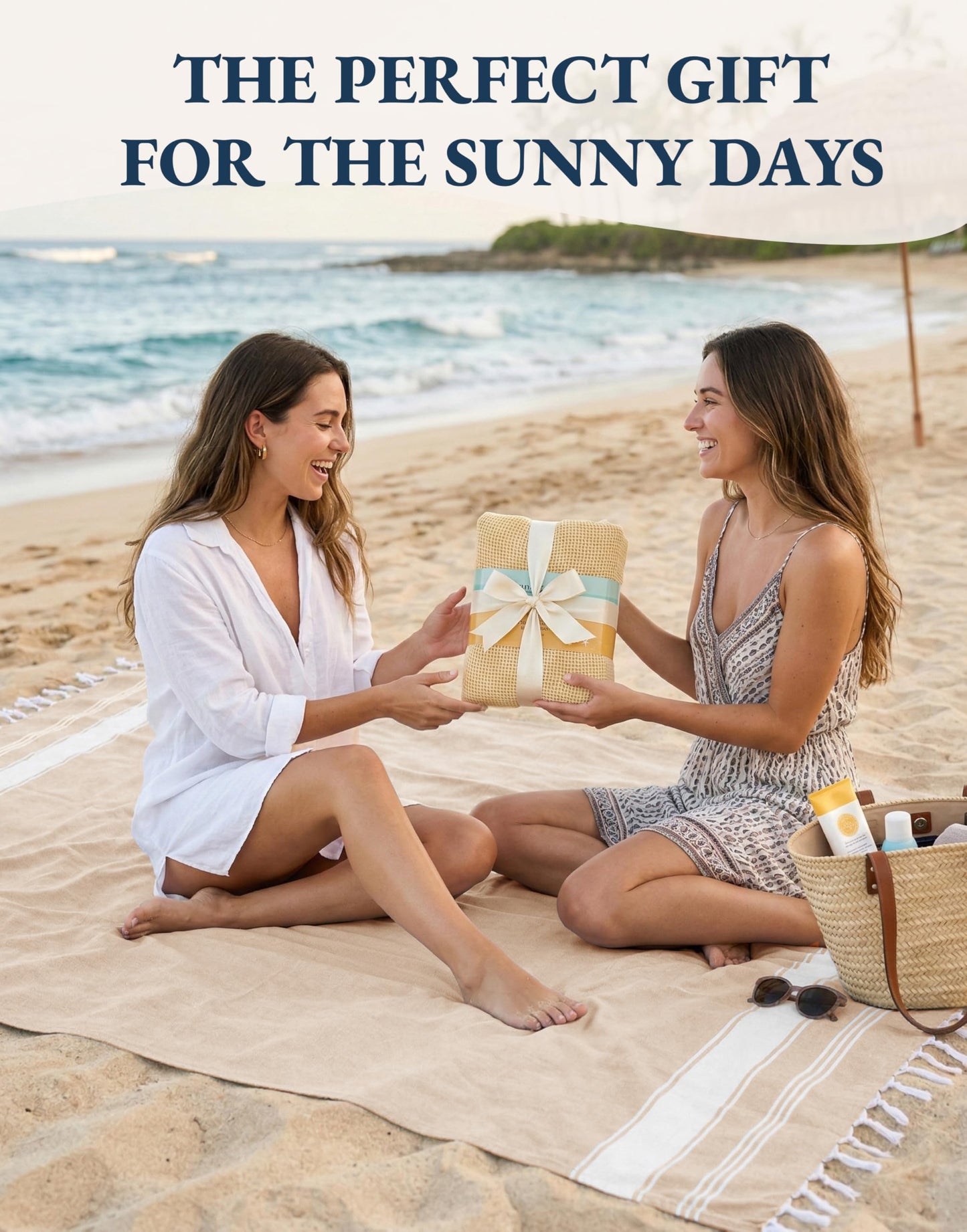 LANE LINEN Oversized Beach Towels, 2 Pack Turkish Towel Set for Adults, Lightweight, Quick Dry, Absorbent & Sand Proof, 39"x71" Pool Towels – Beige