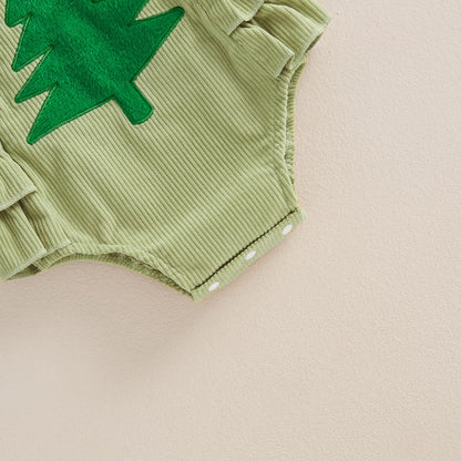 YINGISFITM My First Christmas Baby Girl Outfit Newborn Xmas Bubble Romper Infant Jumpsuit Cute Baby Girl Clothes (Green, 0-3 Months)
