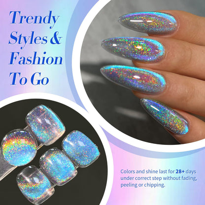 Born Pretty 9D Cat Magnetic Eye Gel Nail Polish Holographic Rainbow Gel Polish Blue Purple Soak Off U V LED Gel Polish Nail Art Design Manicure Salon DIY Home 15ML
