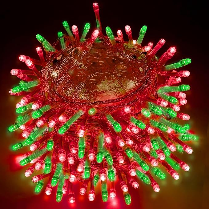 88FT 240LED Extra-Long Connectable String Lights Indoor Outdoor Clear Wire, Red&Green Christmas String Lights, Plug in Twinkle Fairy Light with Timer for Wedding Patio Tree Yard Christmas Decorations