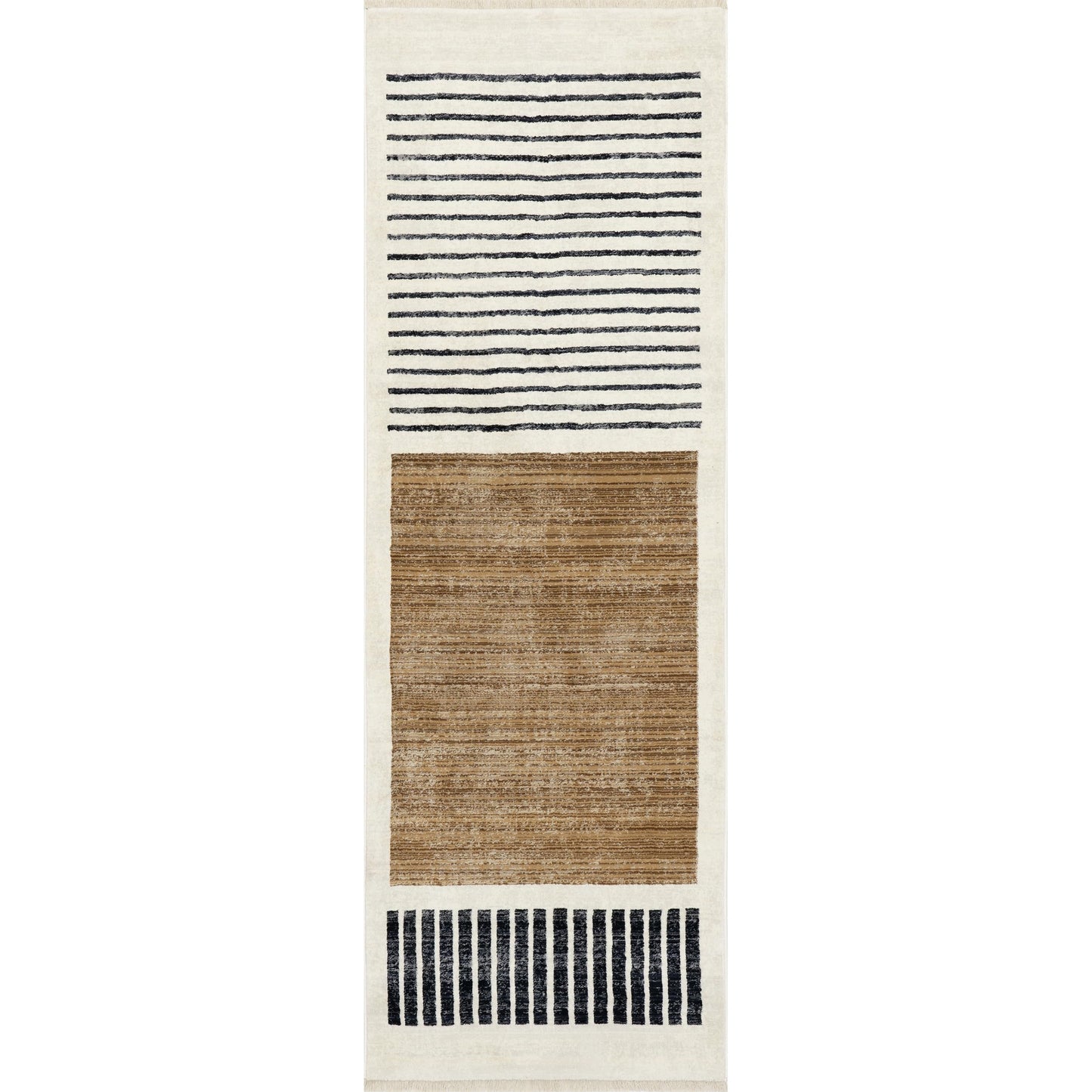 nuLOOM Fringed Performance Indoor Area Rug, Power Loomed, Easy Clean, Durable, Non-Shed, 2'8" x 8', Keeva Beige