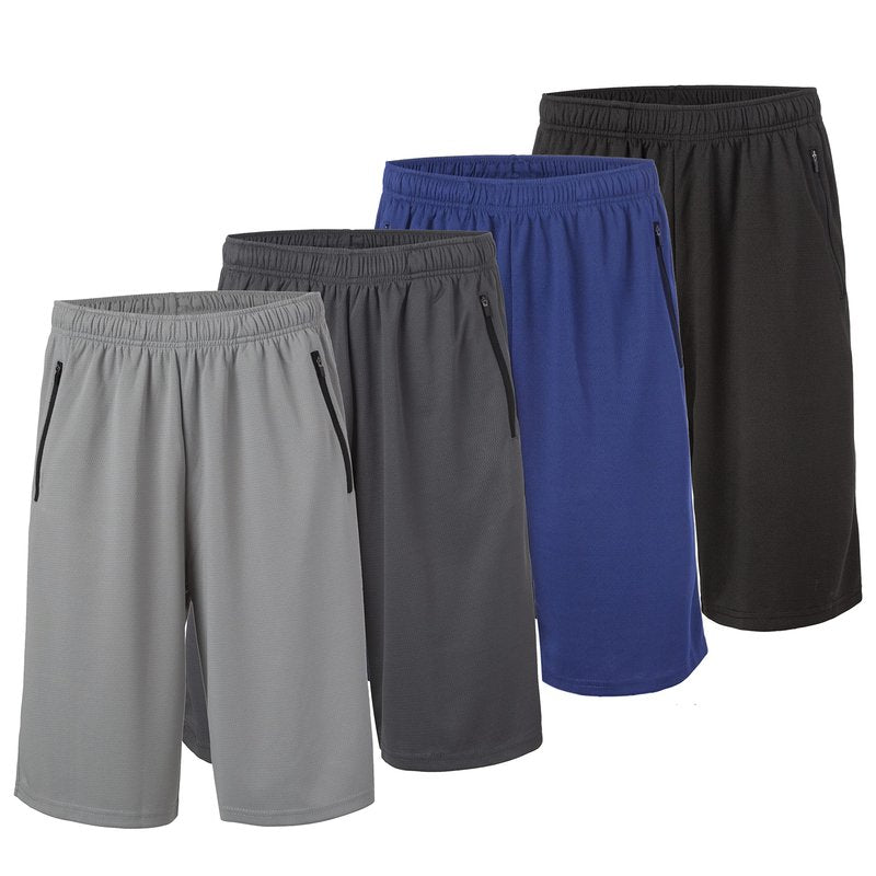 Essential Elements Athletic Shorts for Men - 4 Pack Men's Activewear Quick Dry Basketball Shorts - Workout, Gym, Running (Set I, Large)
