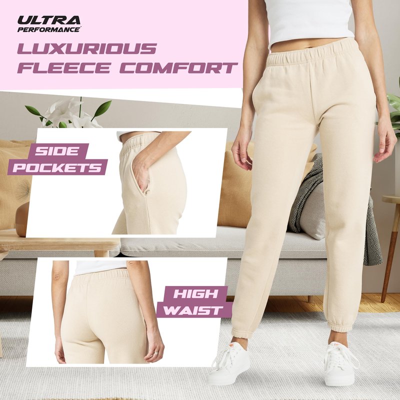 Ultra Performance Womens Sweatpants 3 Pack Cotton Joggers Women's Fleece Sweats Gym & Workout Pants for Women