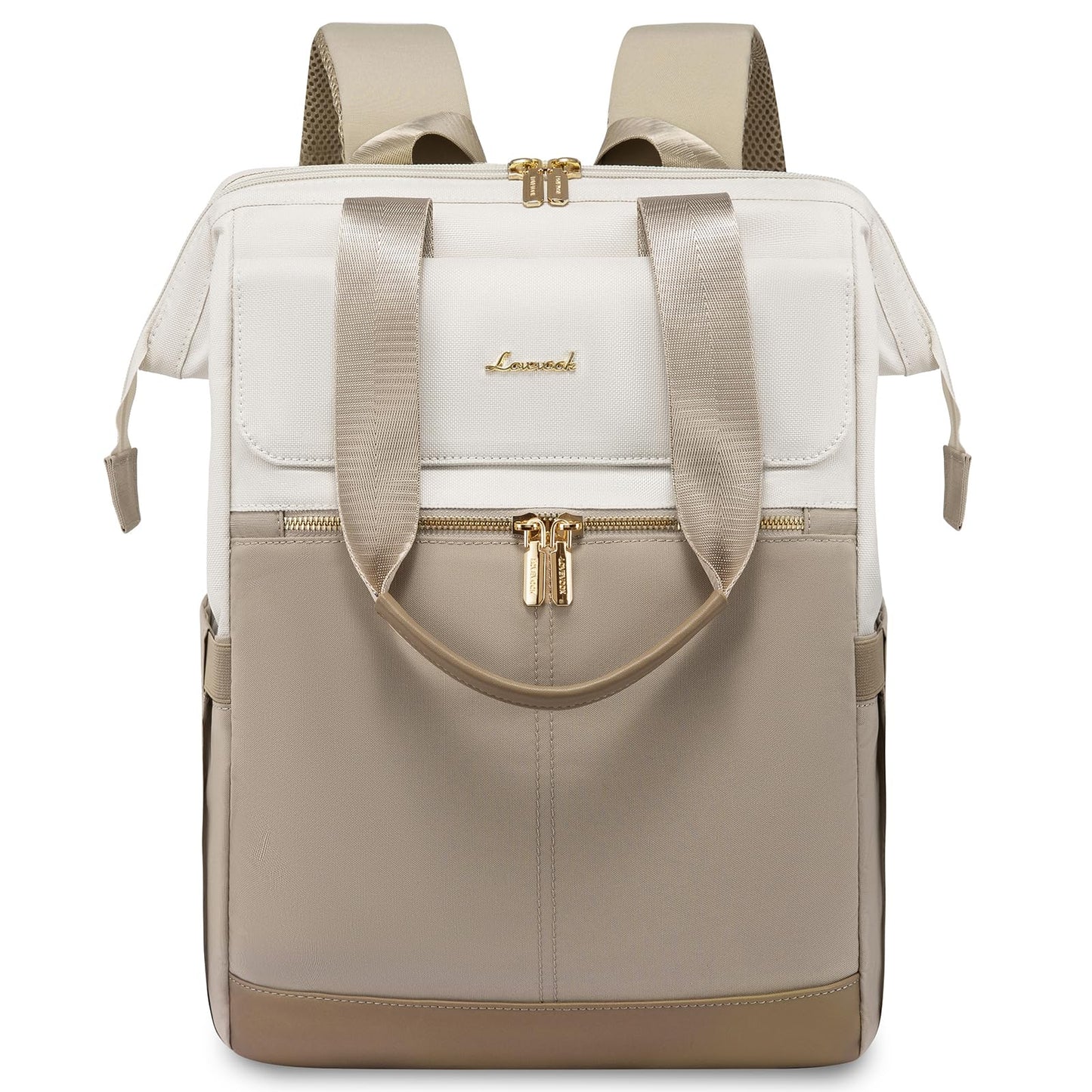 LOVEVOOK Women Backpack Laptop Backpack School Bag Waterproof, Beige and Khaki, 15,6 pouces, Casual