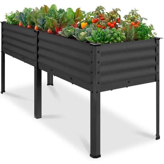 Best Choice Products 72x24x30in Non Toxic Galvanized Raised Garden Bed, Metal Elevated Planter Box, Vegetable Garden, 100% Non Toxic Materials - Charcoal