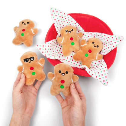 WHAT DO YOU MEME? Emotional Support Gingerbreads by Relatable, Cuddly Plush Toys and Stuffed Animals, Includes 5 Plushies with Basket, Cute Christmas Decor or Funny White Elephant Gift Idea