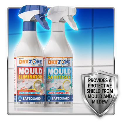 Dryzone Mould Remover and Prevention Kit (3 x 450ml spray) – The definitive long-term solution to Mould. Dual-Action Mould Remover & Sanitiser Spray.