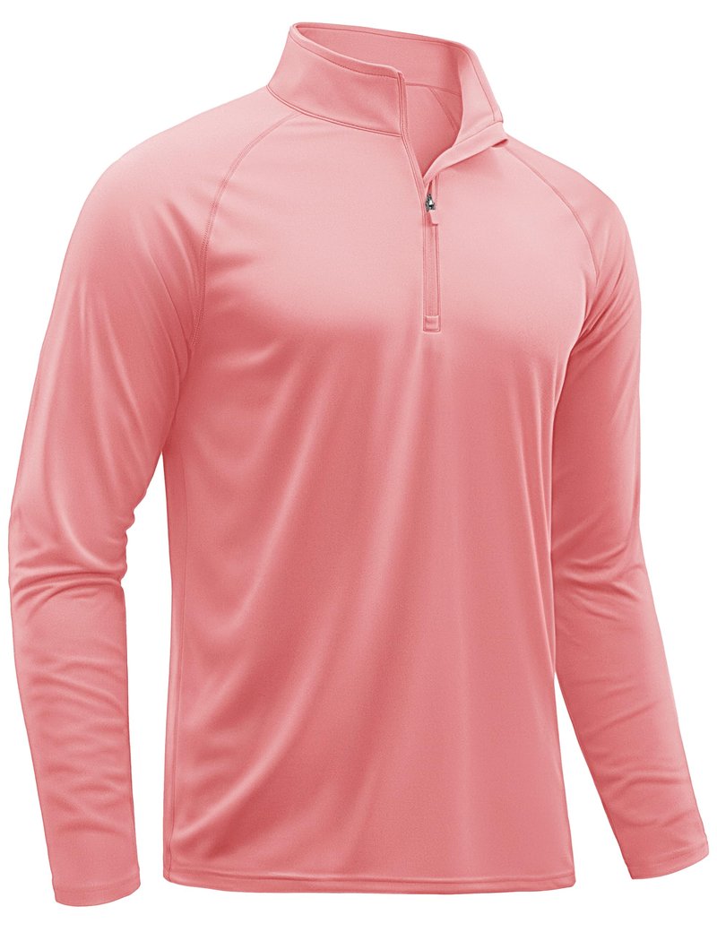 TACVASEN Mens UV Sun Protection Shirts Running Gym Athletic Long Sleeve Shirts for Swim Rash Guard Workout Dry Fit T-Shirts Grey Pink S