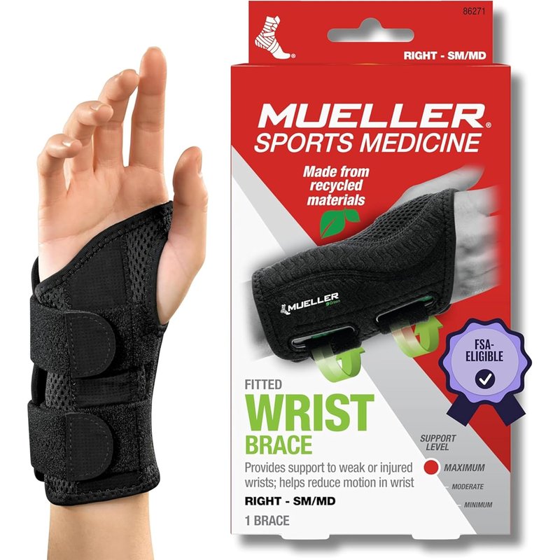 MUELLER Wrist Brace for Men & Women - Pain Relief Support for Carpal Tunnel & Arthritis | Black, Small/Medium