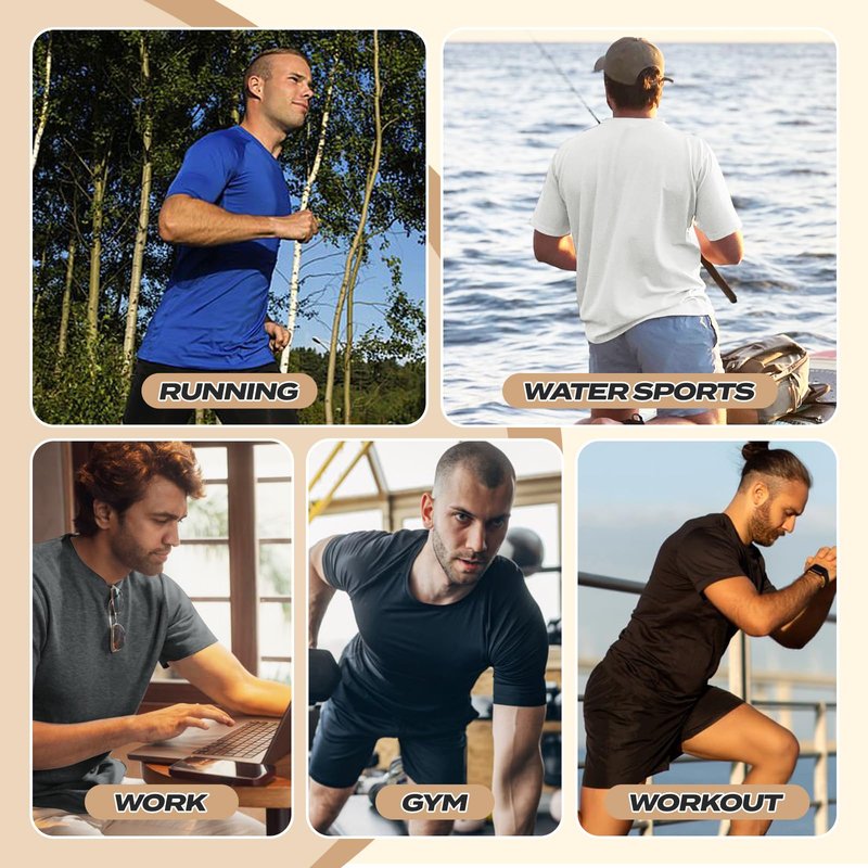 BOOJO Workout Mens Shirts - Casual Royal Blue Quick Dry Moisture Wicking T-Shirts Crew Neck Short Sleeve for Gym Athletic Running