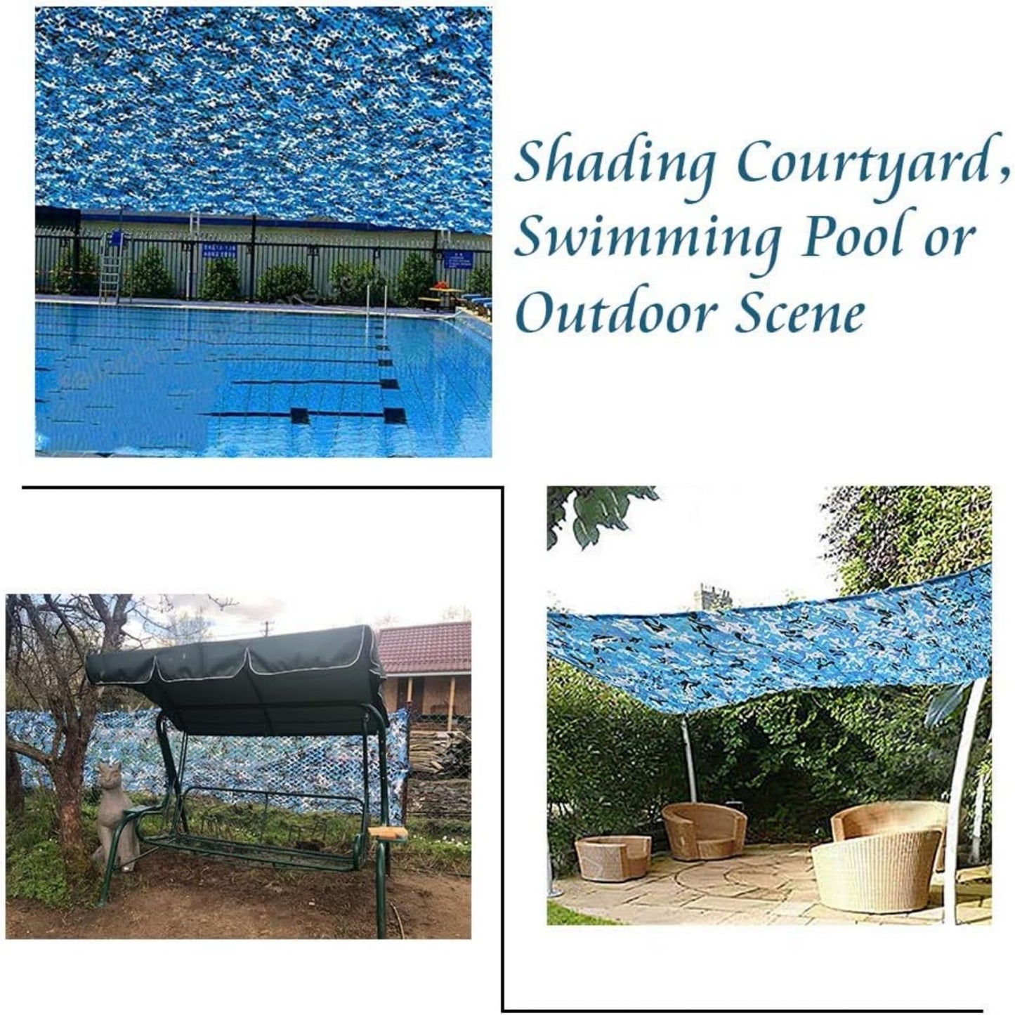 Yeacool Camo Netting Camouflage Net for Party Decoration Sunshade Camping Birthday Theme Boat Cover Beach Event(Ocean Camo, 19.7ftx19.7ft, 6m*6m)