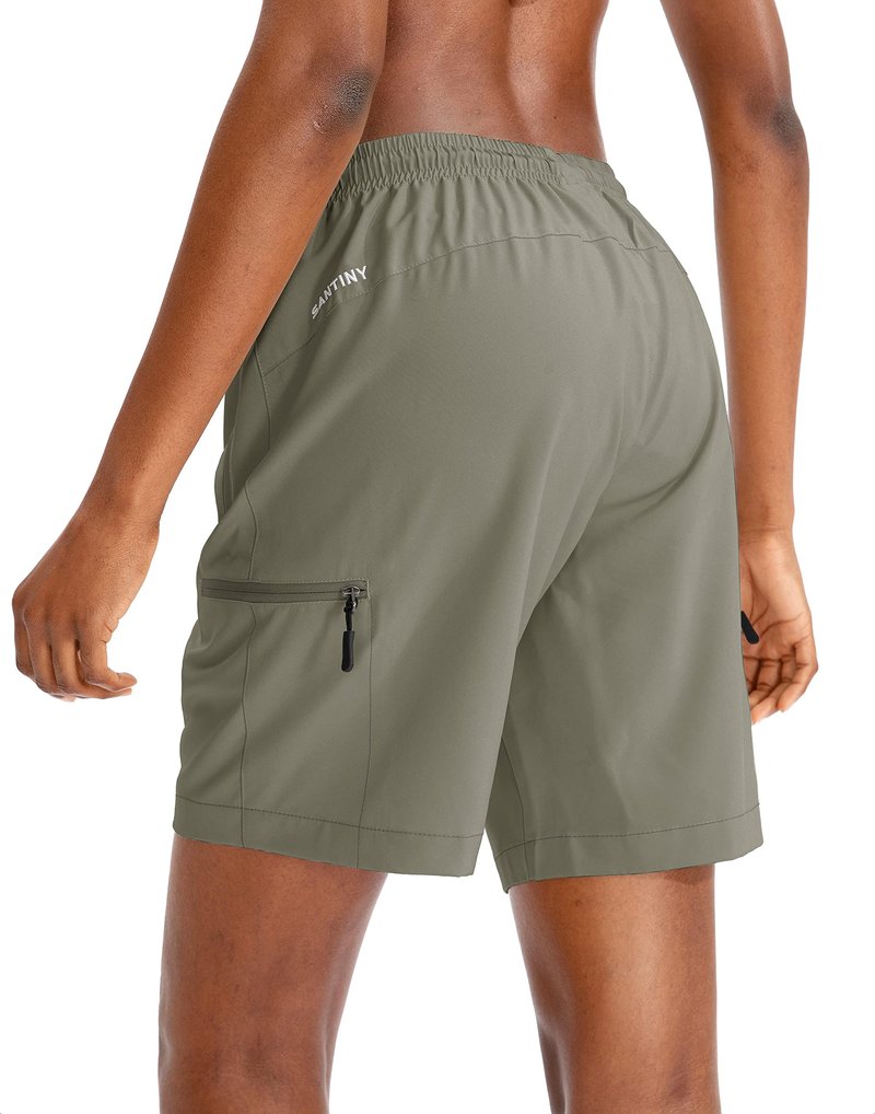 SANTINY Women's 5''/ 7''/9'' Hiking Cargo Shorts Quick Dry Lightweight Summer Shorts for Women Athletic Golf Zipper Pockets(Silver Sage_S)