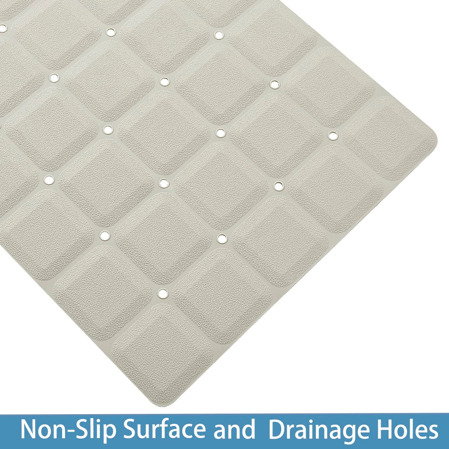 Webos Foldable Silicone Bathtub Mat: Jumbo Size Heavy Duty Safety Bath Mat for Tub Without Suction Cups Non Slip Bath & Shower Mat for Textured, Reglazed, Refinished Tub (Beige, 35.8 x 17.7)